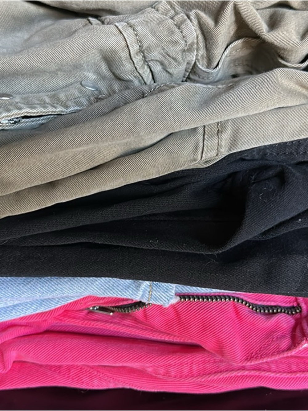Stacked Pants Lot with Olive, Black and Hot Pink